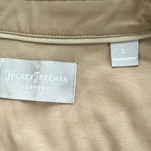 NWT Hickey Freeman Mens Classic Fit Long Sleeve Button-Up Taupe Shirt Size Large - Picture 8 of 11